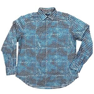 Robert Graham Mens Weasill Shirt Sz XL Blue Long Sleeve Button Down Collar Logo